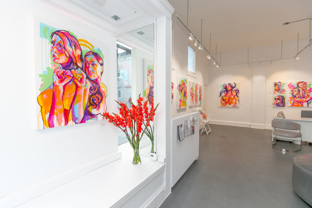 The Tracy Piper's work installed at Voss Gallery. The Tracy Piper's "All I Need" solo exhibition of vibrant figurative paintings was showing at Voss Gallery in San Francisco, February 7-29, 2020.