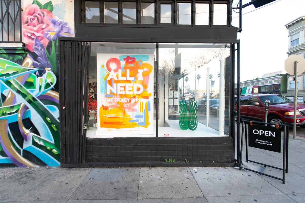 The front entrance of Voss Gallery. The Tracy Piper's "All I Need" solo exhibition of vibrant figurative paintings was showing at Voss Gallery in San Francisco, February 7-29, 2020.