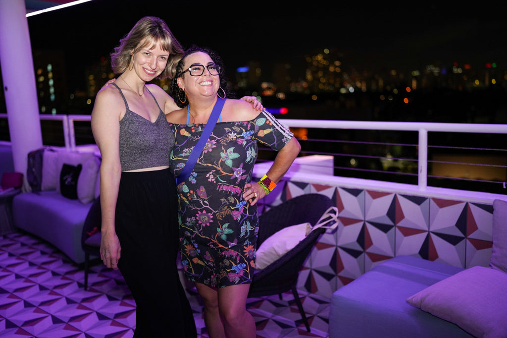 Photograph of two ladies during the Moxy Afterparty Art Basel Event in Miami Beach, December 2023.
