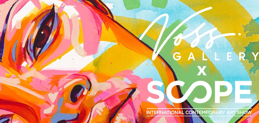 Banner featuring a painting by The Tracy Piper to promote Voss Gallery's participation at SCOPE Art Show in Miami Beach 2021.