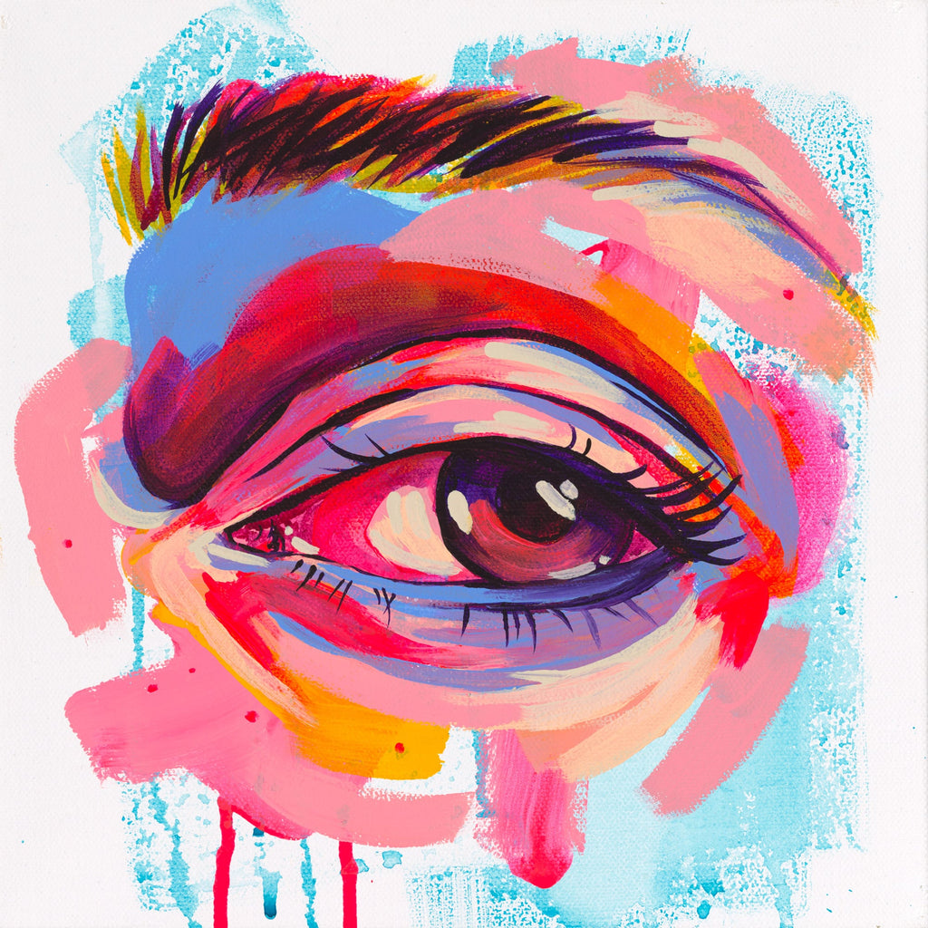 The Tracy Piper's acrylic painting of an eye "Visions 06" is available for purchase at Voss Gallery for $250.