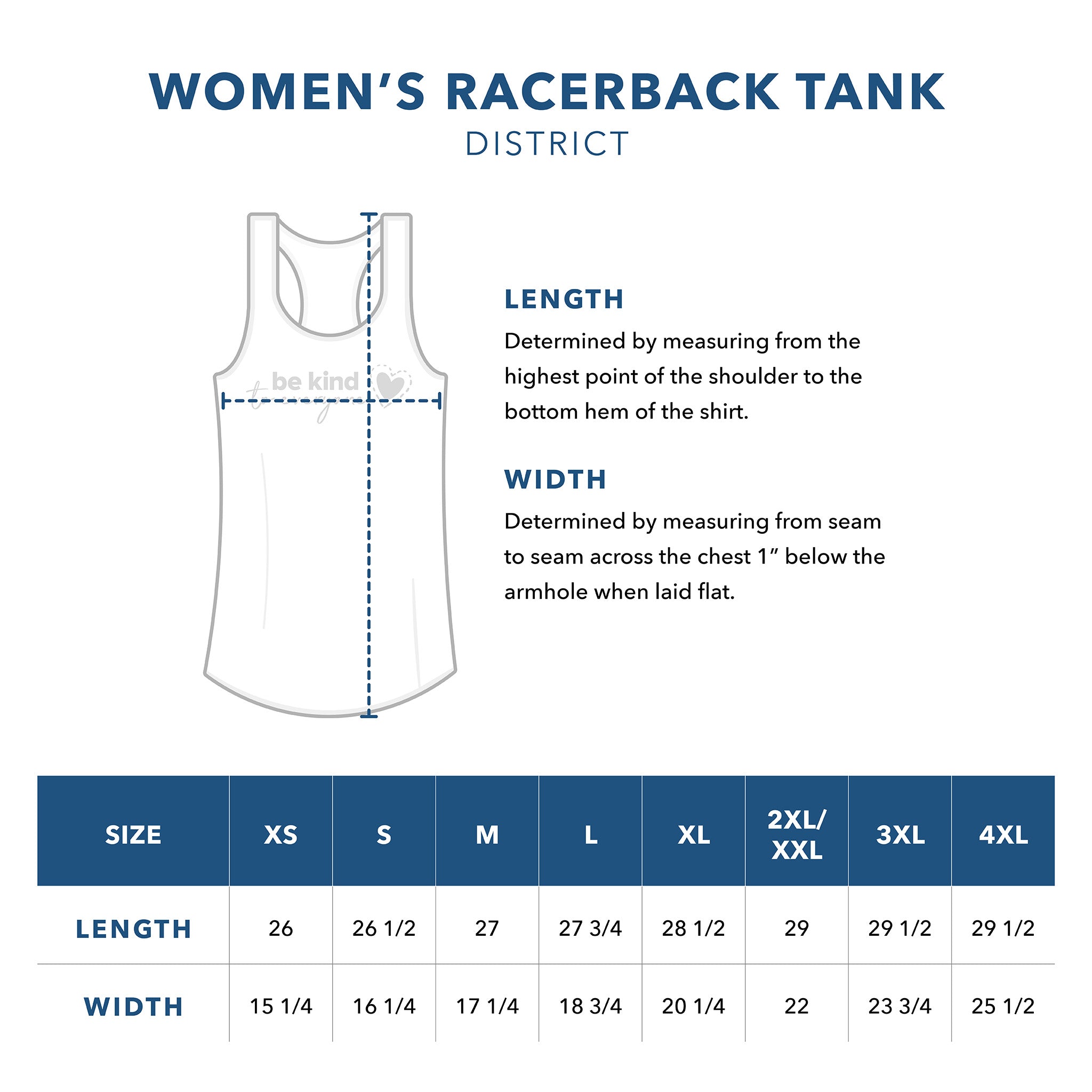 District Women's Racerback Tank Top Sizing Guide