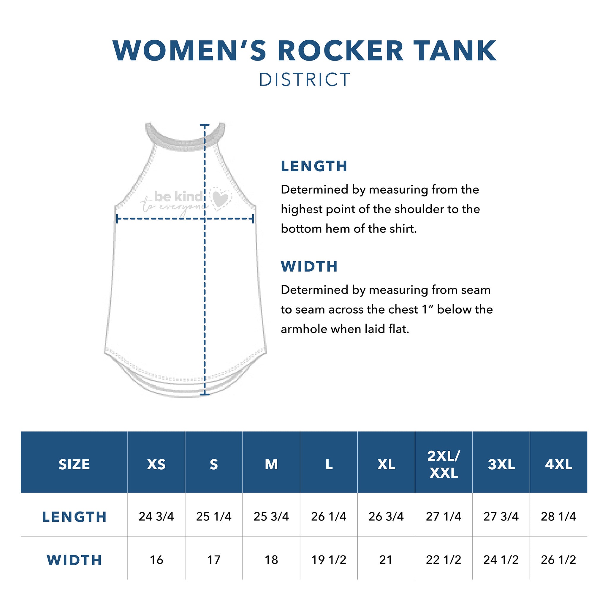 District Women's Rocker Tank Top Sizing Guide