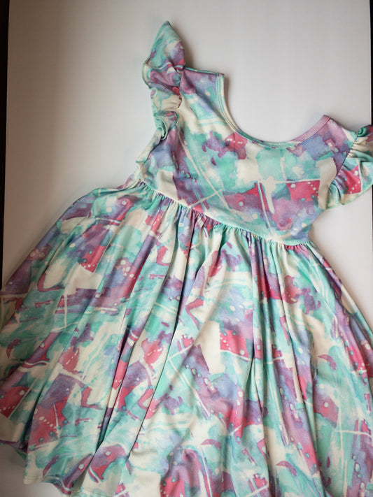 Pastel Water Color Dress Size 3/4 - Empire Style Dress
