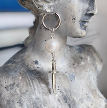 Load image into Gallery viewer, Prudence Pearl &amp; Dagger Earrings