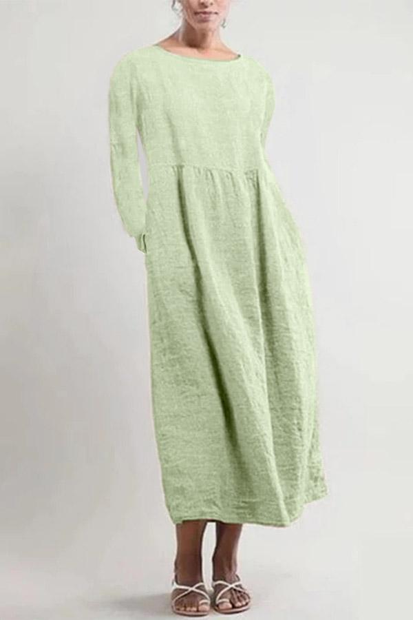 midi linen dress with sleeves