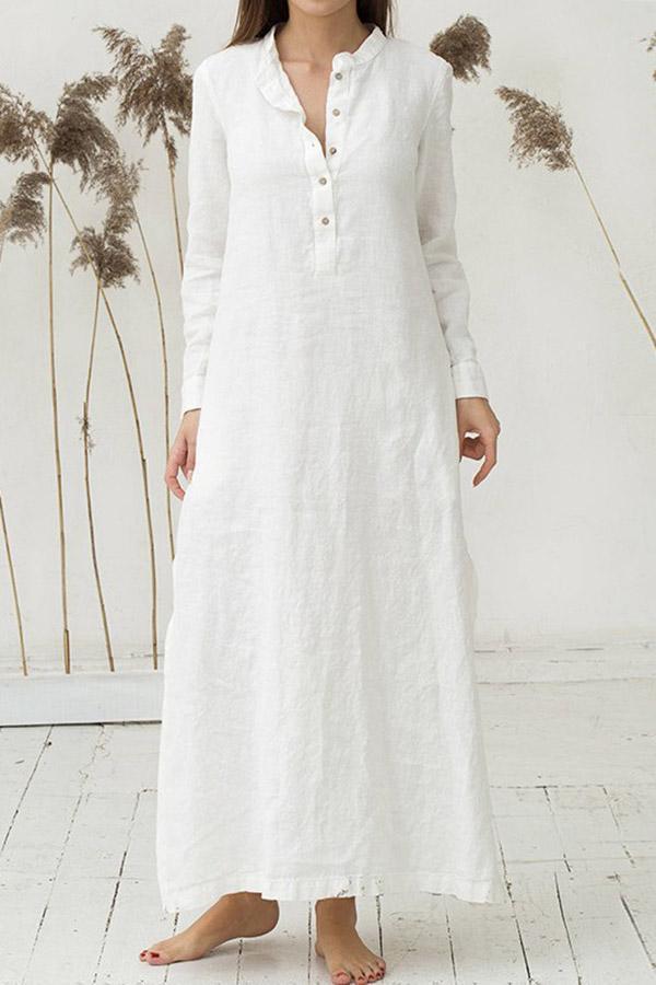 casual white maxi dress with sleeves