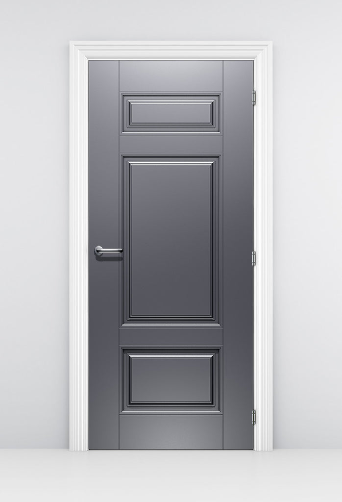 Classical Style Silver Door Wallpaper - Grey metallic door mural