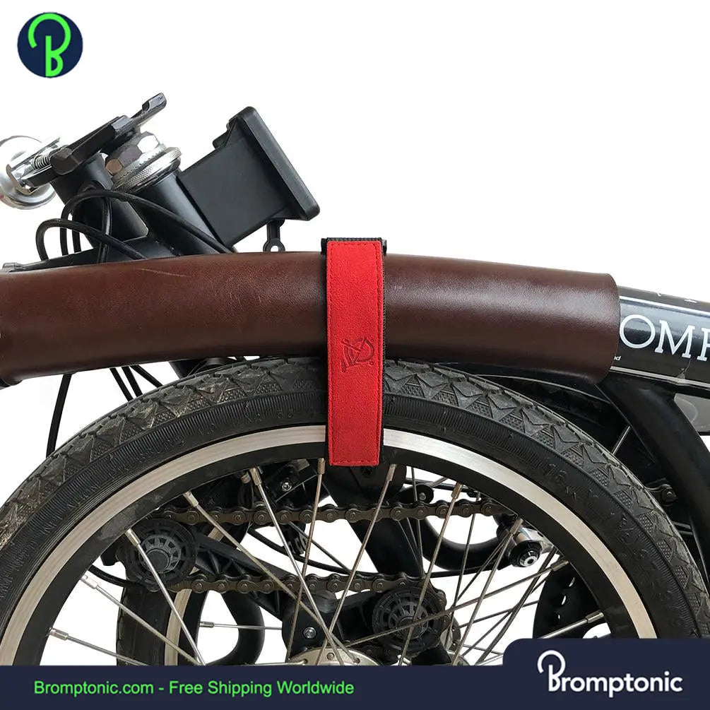 brompton leather wheel frame strap