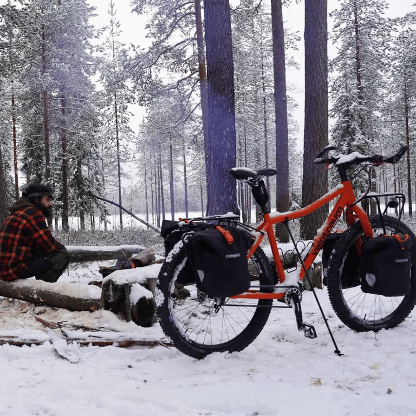 Peyman Nomad Trails Custom Bike in Snowy Woodland