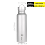 SilverAnt Outdoors Titanium Water Bottle 800ml/28.1 fl oz Measurement Image 2