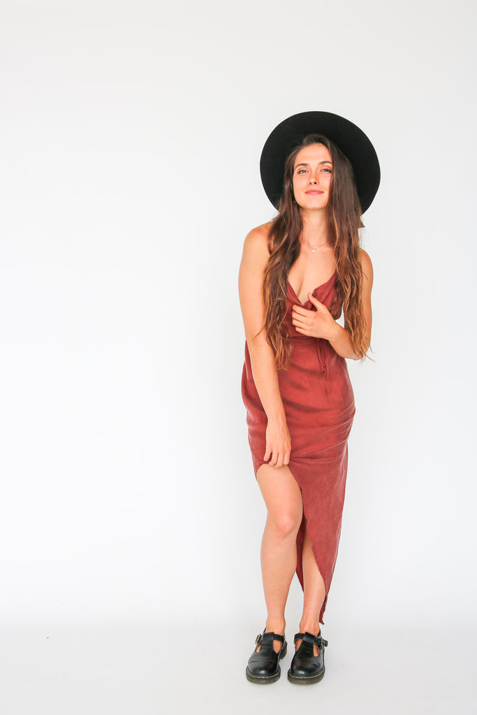 red rust dress