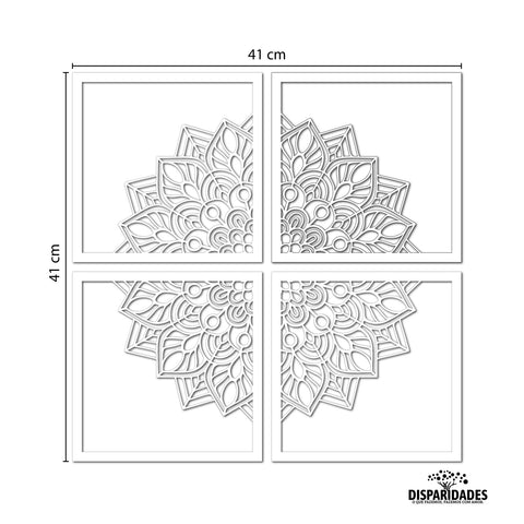 Medidas Conjunto de 4 cuadros Mandala de 41 cm