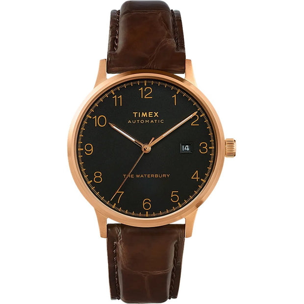 Timex Waterbury Mens Classic Automatic 40mm Leather Strap Watch TW2T70100