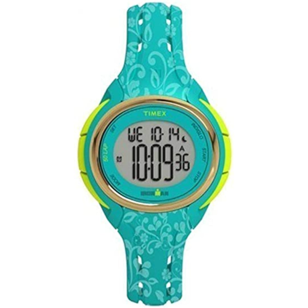 Timex Ironman Sleek 50 Lap Ladies 38mm Turquoise Floral Watch TW5M0310 –  NewHall Watches