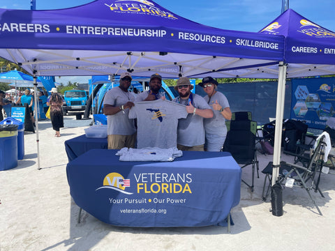 Team from Veterans Florida showcasing the Legendary Screen Printing Shirts 