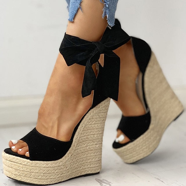 Ankle-wrap Platform Wedges High Heel Sandals – Premiwear.com