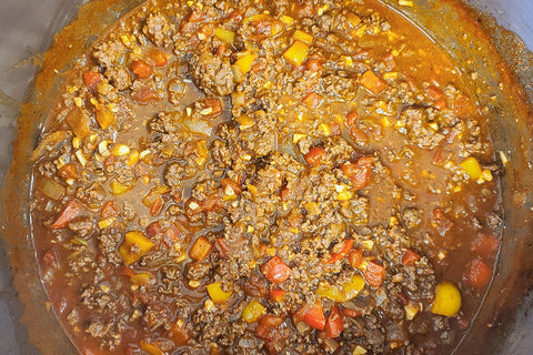 Simmering chili about ready.