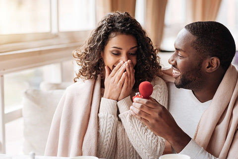 Couple getting engaged and showing love.