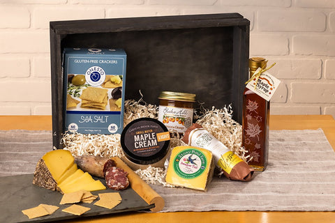 Crackers, cheese and salumi sourced locally with other great products make this gluten free gift a must for party goers.