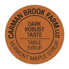 Carman Brook Farm's grade label for Dark Robust Taste maple syrup grade.