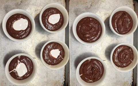 Filled the centers of the lava cake with fluff and cover with the remaining batter.