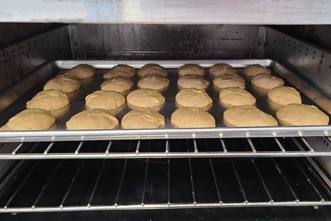 Inside my oven are my maple whoopie pie cake halves baking to perfection.