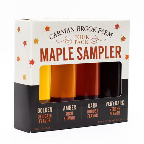 Maple syrup in all four grades from Carman Brook Farm's 4-Pack Maple Sampler.