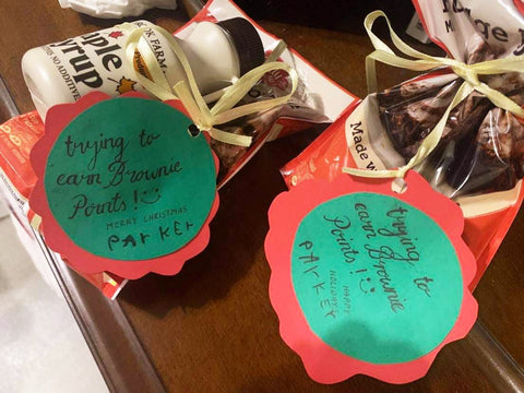 Teacher appreciation ideas, maple syrup in a gift bag