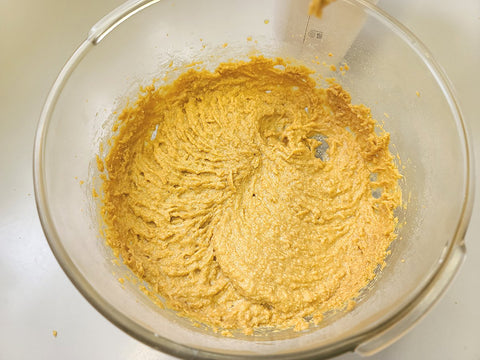 Whipped sugar and butter for the batter.