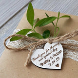 Heart shaped wooden hang tags will look beautiful on your maple syrup favor bottles.