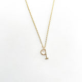 Lowercase Typewriter Font Initial q necklace. Make It Personal With One Special Letter.  Each Typewriter font initial is originally hand-forged one by one. Each letter is hammered delicately to add some sparkle and shine just like you.   14k Gold Filled