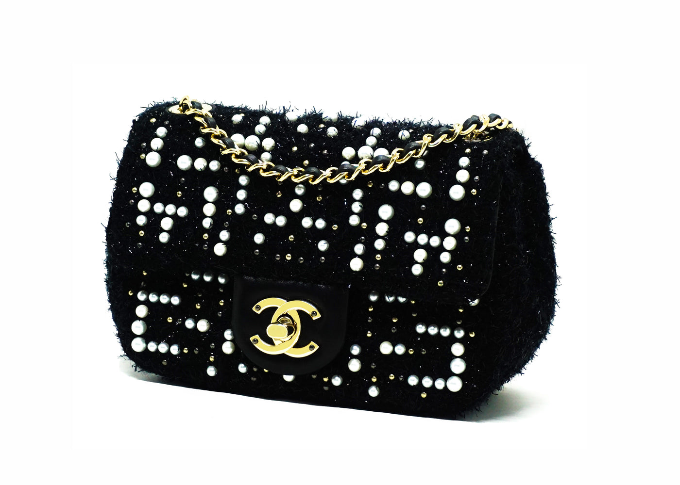 Chanel Rare Tweed Cosmos Pearl Mini Flap Bag – Classic Coco Authentic  Vintage Luxury
