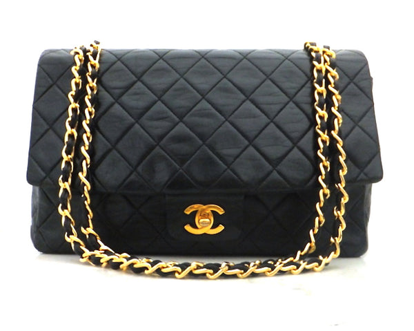 Authentic Chanel Vintage Large Black Quilted Flapover – Classic Coco Handbags