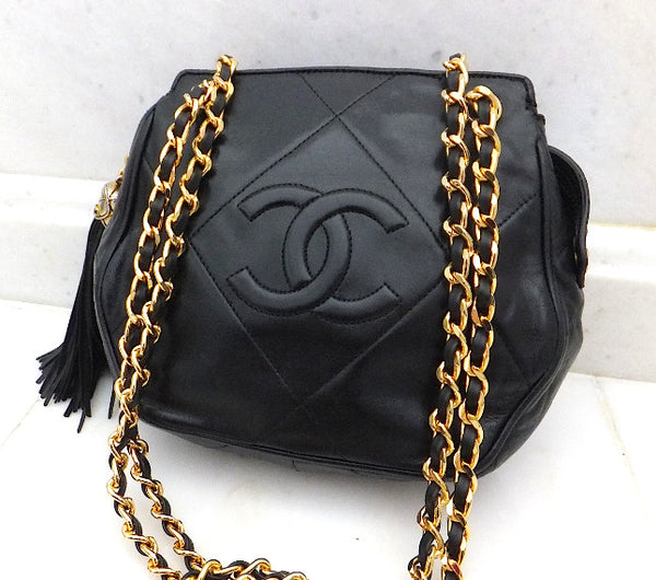 Authentic Chanel Black Vintage Lambskin Octagon Handbag – Classic Coco Authentic Vintage Luxury
