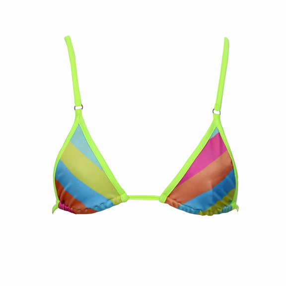 ELECTRA STRIPE BIKINI TOP - CANDY / NEON YELLOW – Inch Bikini