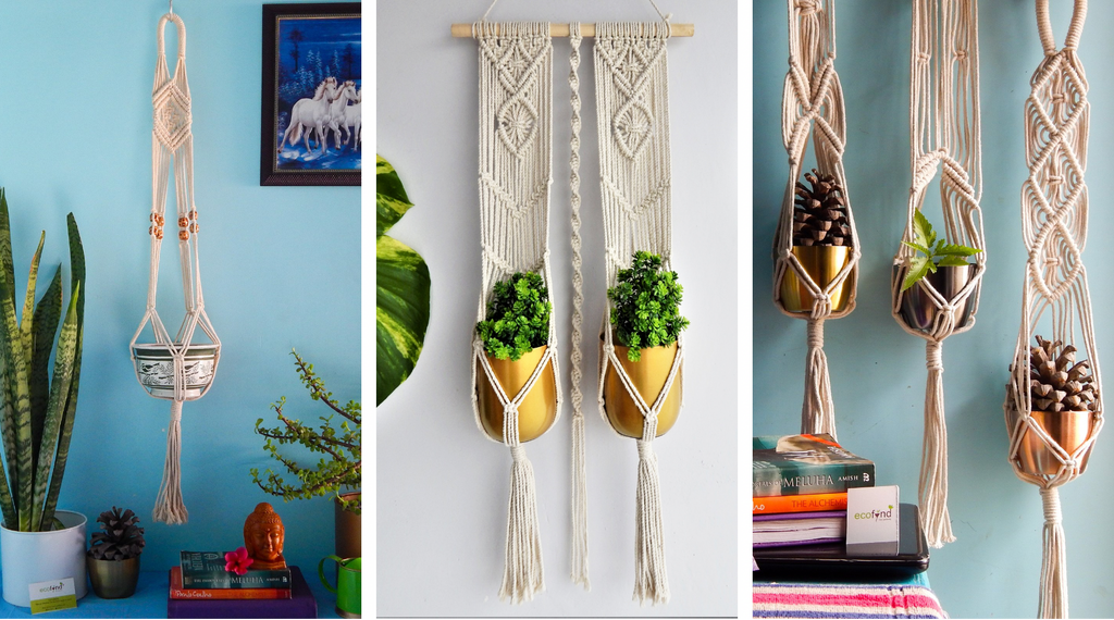 Ecofynd Macrame Cotton Plant Hanger