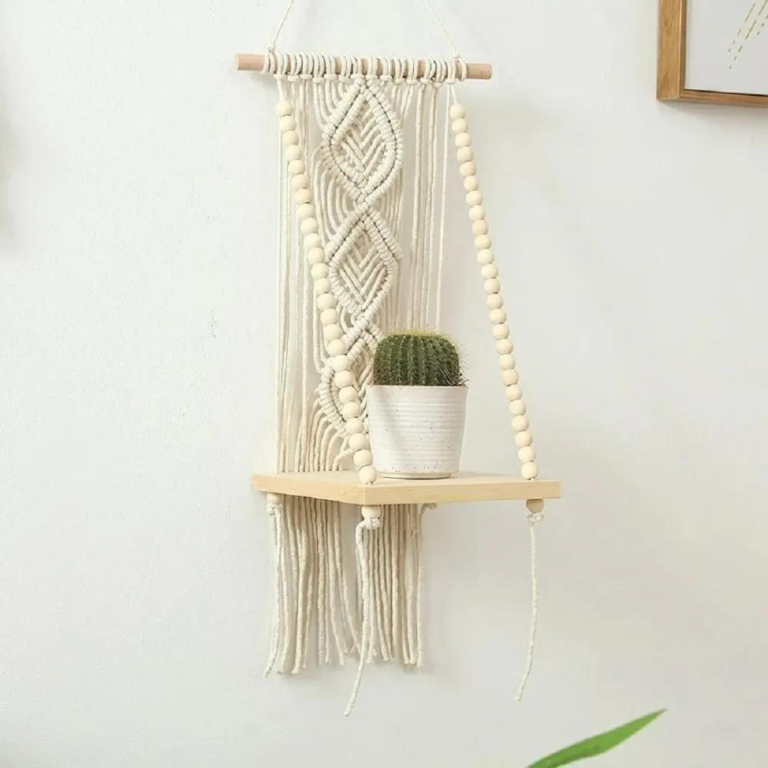 Ecofynd Macrame Hanging Shelf