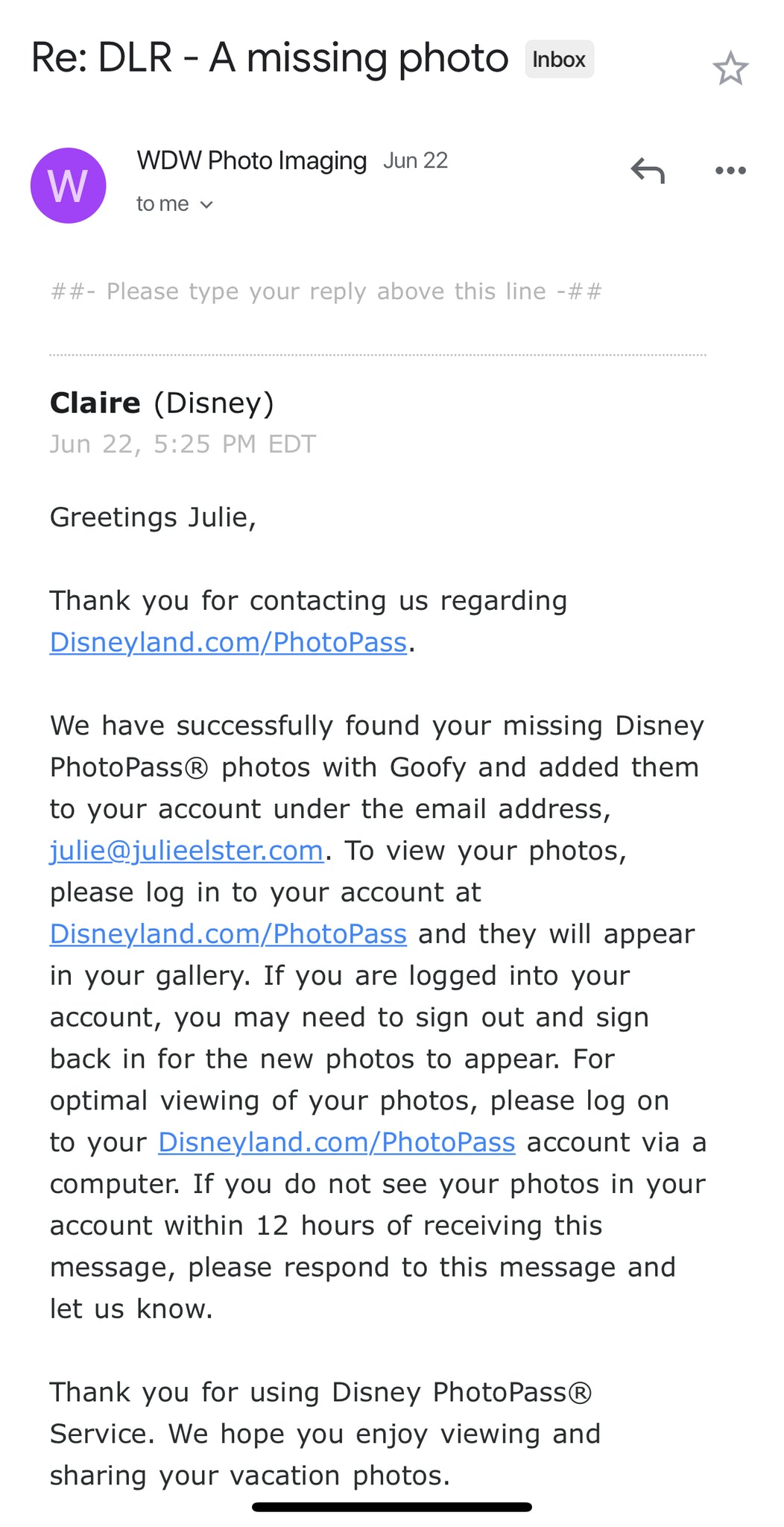 Missing photopass photos