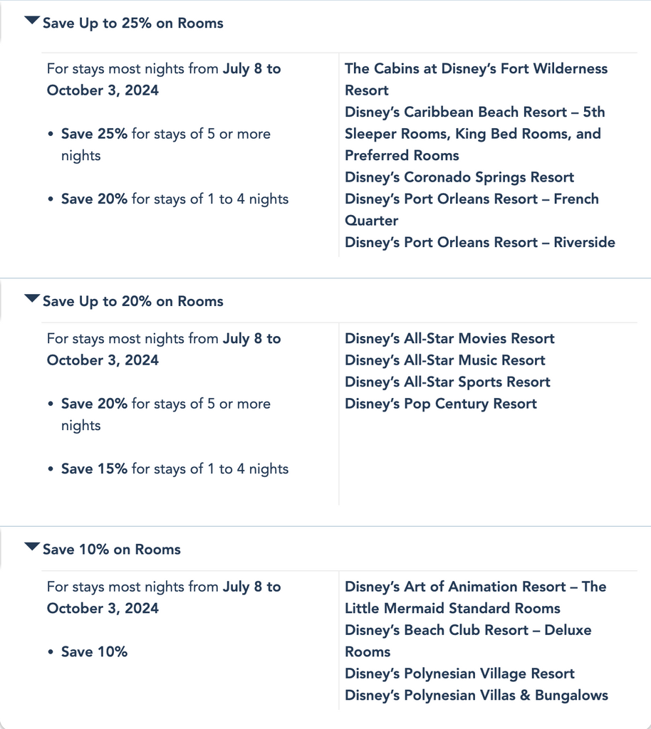 Disney resort discount details