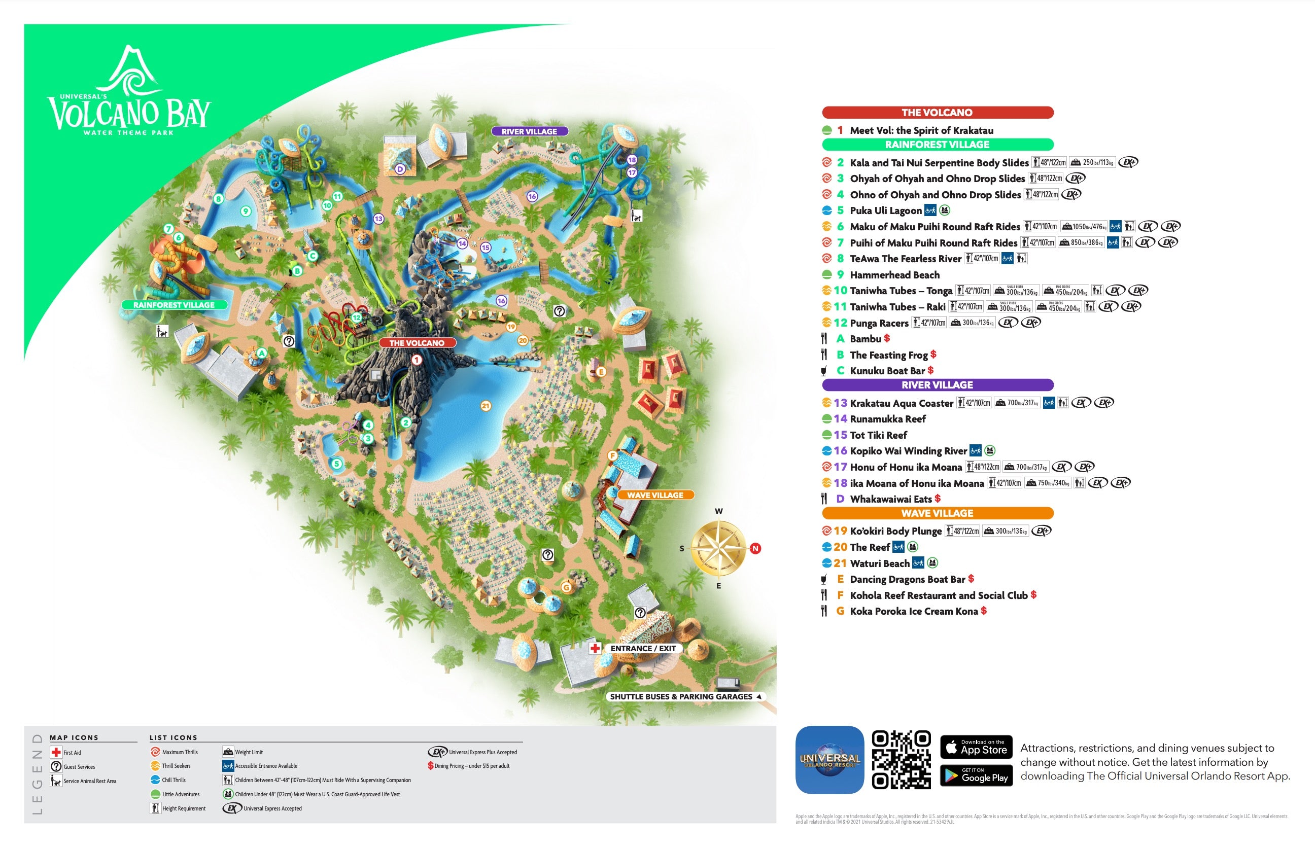 2022 Universal Orlando Islands of Adventure NEW! 2-Park Guide Map  VelociCoaster