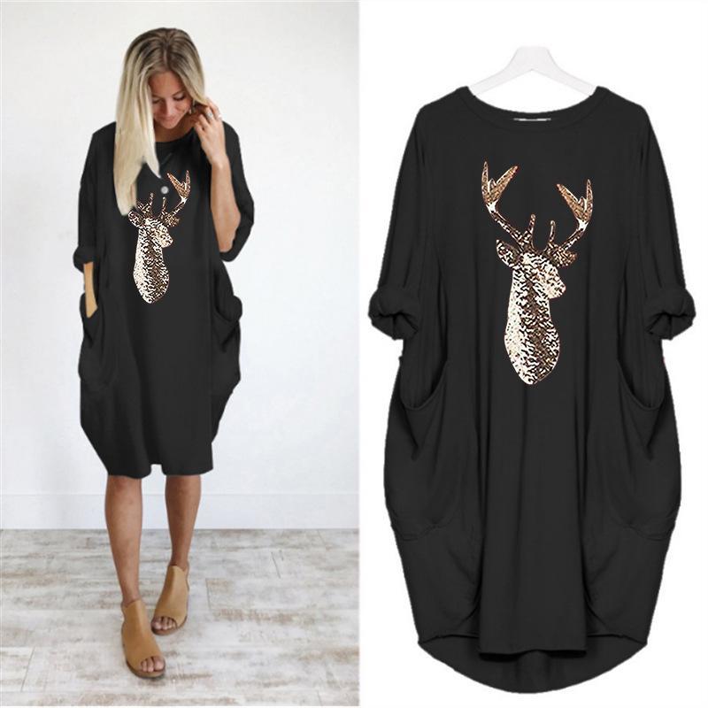 Deer Pocket Casual Dress