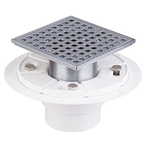 4 1 4 Plastic Floor Shower Drain With Square Drain Grate Chrome Plated Ugsd002 Pvc