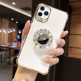 3D Bling Rhinestone Mirror Bracket Phone Case For Iphone 13 11 12 PRO MAX XR XS 7 Plus