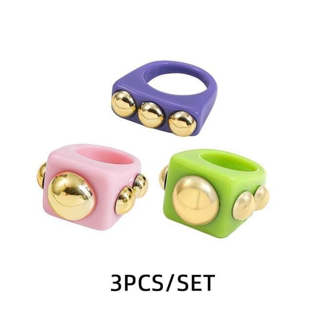 3-Piece Chunky Acrylic Ring Set - SadeChic Boutique