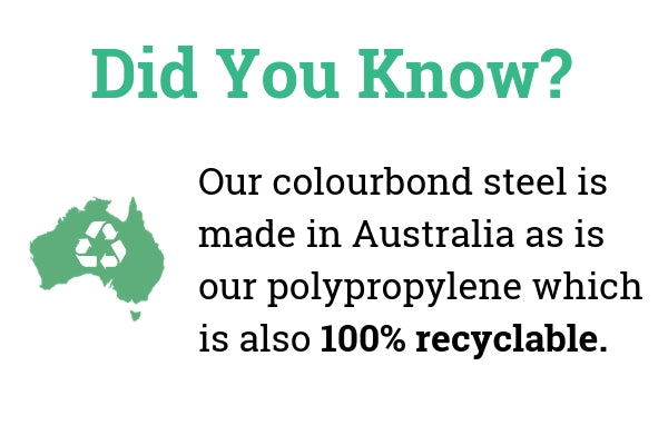 We use Australian steel and polypropylene