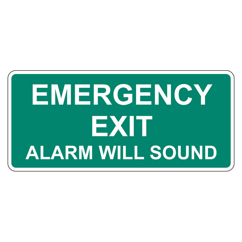 emergency exit alarm will sound sign