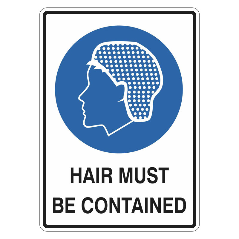 Mandatory Sign - Hair Must Be Contained – Safetysigns.com.au