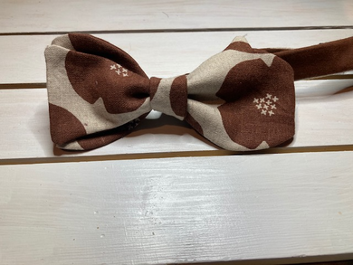 Harmony Brown Flowers on weft cotton, self tie bow tie , butterfly style with up to 20 adjustable neck