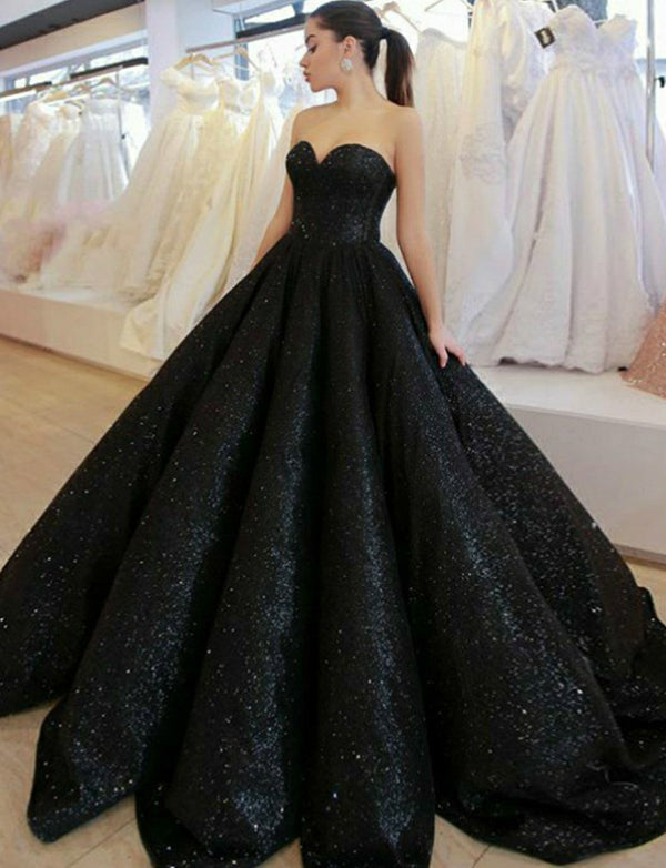 black glitter ball gown